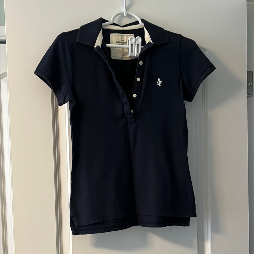Abercrombie & Fitch Blue Polo Shirt Classic Piqué Knit
